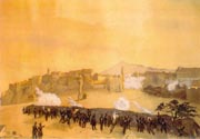 Assaut de Constantine : la batterie de la Brèche - Aquarelle de Jean Rigo