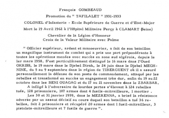 Colonel d infinterie francois combeau