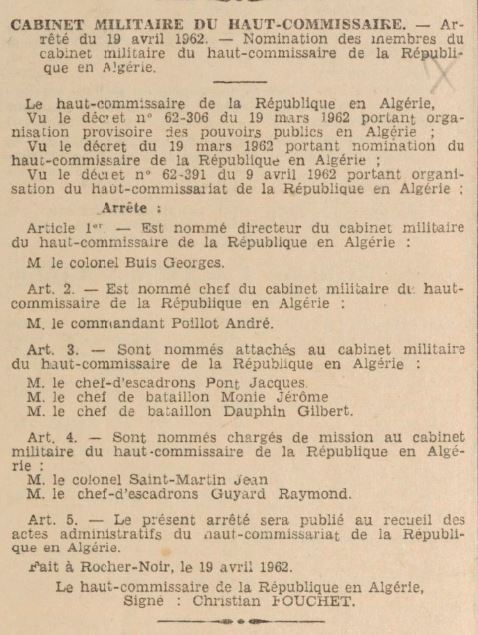 Cabinet militaire c fouchet 19 avril