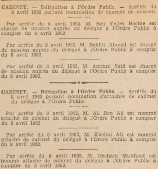 Cabinet delegue ordre publice