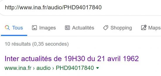 21 avril 1962 meme jour meme heure