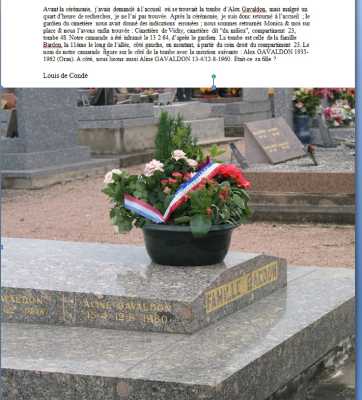  Lieutenant GAVALDON 
VICHY 2010 
---- 
Recherche de sa Tombe