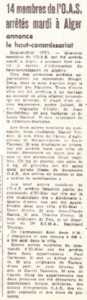  ALGER 
---- 
17 Mai 1962 - 14 arrestations
