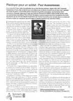 Plaidoyer pour un Soldat :
Paul AUSSARESSES
Le Secours de France
