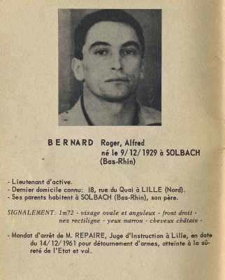  Lieutenant   
Roger BERNARD 
---- 
Fiche de Police

