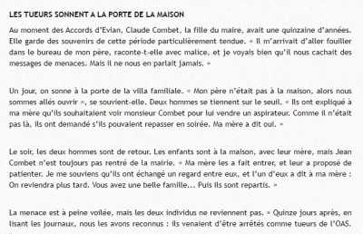  La tentative d'attentat contre Mr COMBET, 
successeur du Maire d'Evian
 