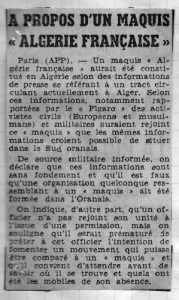  A propos d'un maquis 
"ALGERIE FRANCAISE"
