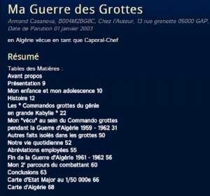  Caporal-Chef Armand CASANOVA 
---- 
"Ma guerre des grottes"
