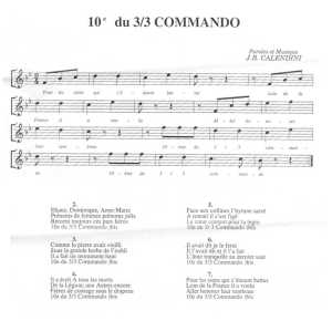 Chanson pour le 3/3 Commando
Paroles et Musique de JB CALENDINI