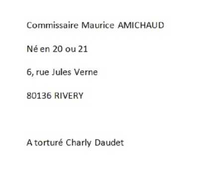  Les 2 Tortionnaires : 
----
 Le Commissaire MANFREDI
et
le Commissaire Maurice AMICHAUD
