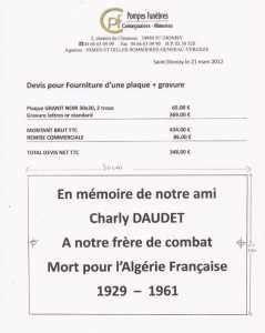  Charles DAUDET 
la plaque sur sa tombe eb France