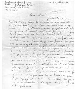 CIANFARANI Jean Baptiste
Lettre du 3 Juillet 1963 (1)