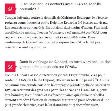  Lieutenant  Claude DUPONT  
---- 
1er REP - L'OAS
Relations avec Giscard ?
