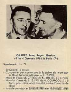  Colonel Jean GARDES 
---- 
Fiche de Police
