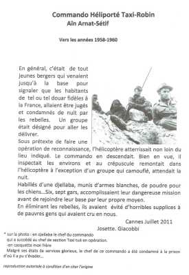  ALGERIE 
Le Commando TAXY-ROBIN
