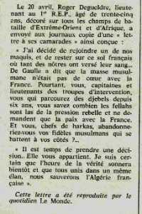  Lettre de Roger DEGUELDRE 
aux OFFICIERS

