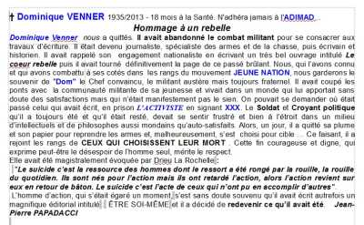  Dominique VENNER 
Biographie