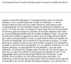   Lieutenant Jean FAVAREL  
---- 
SAS de MOSTAGANEM
Place BEAUVAU, 15 jours
TOULOUSE, 6 mois 
LA SANTE
