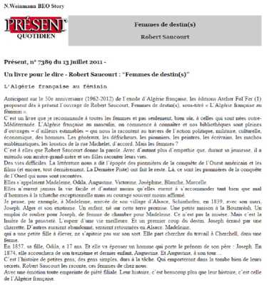  Femmes de Destin(s) 
  Robert SAUCOURT 