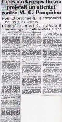  Georges BUSCIA  
Le projet d'attentat contre POMPIDOU
