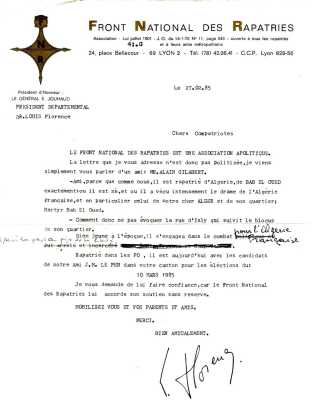  Alain GILABERT  
Cantonales 1985
soutien Dr Florence 