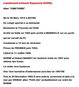  Lt Colonel Raymond GOREL 
---- 
Biographie
