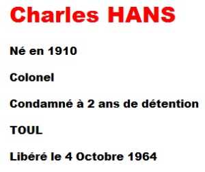  Colonel  Charles HANS 
