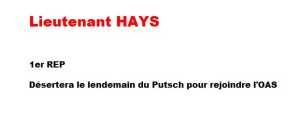   Lieutenant HAYS  
 Lieutenant au 1er REP