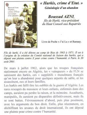  HARKIS, Crime d'Etat  
----
Boussad AZNI
