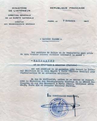  Henri MAZZARINO  
---- 
Laisser-Passer en vue de l'amnistie
