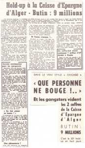  ALGER le 17 Janvier 1962 
---- 
3 Hold-Up - 9 millions de NF

