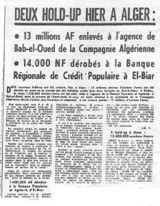  ALGER - 2 HOLD UP 
---- 
13 et 14 millions de NF
