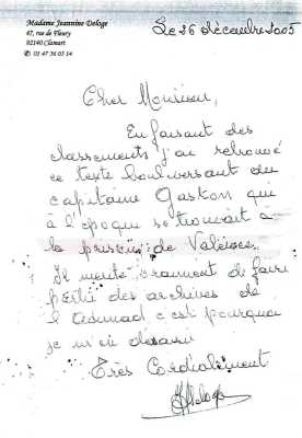   "un texte bouleversant 
du Capitaine GASTON ... "


