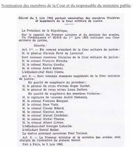  la Cour Militaire de Justice 
