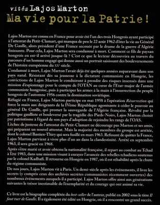  Ma vie pour la Patrie 
Lajos MARTON