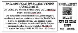  BALLADE 
POUR UN SOLDAT PERDU  
---- 
Michel ALLIBERT
