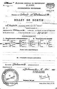  1961 - Billet de sortie
