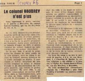   Le Colonel VAUDREY
 meurt en exil 
