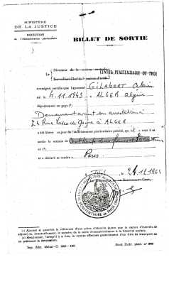  Billet de Sortie du Camp de Thol 
