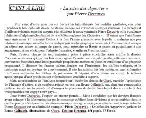  "la Salsa des Cloportes"
---- 
par Pierre DESCAVES
