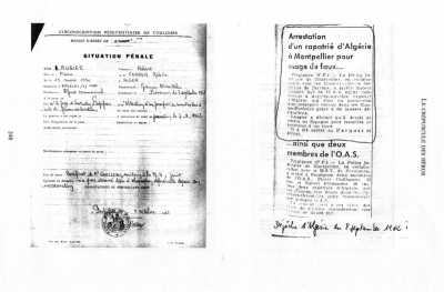  8 Septembre 1962 ... arrestation de :
Robert LAUGIER
Pierre GUILLAMON
Robert FERNANDEZ
