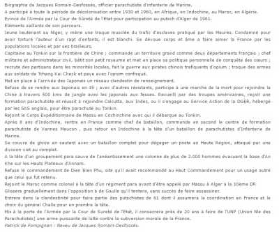   Colonel Jacques ROMAIN-DEFOSSES  
----
Biographie