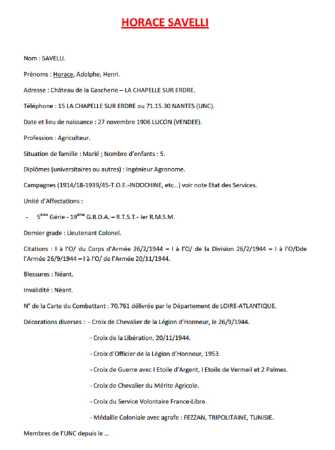  Horace SAVELLI 
Biographie Militaire