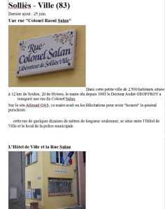  SOLLIES  
---- 
La rue du Colonel SALAN
