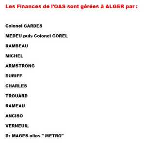  Gestion des Finances de l'OAS 
---- 
TROUARD
