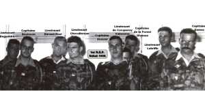  Officiers du 1er REP 
---- 
Lieutenant Roger DEGUELDRE
Capitaine BESINEAU
Lieutenant DURAND-RUEL
Lieutenant CHEVALLEREAU
Capitaine GLASSER
Lieutenant De CACQUERAY
Capitaine De La FOREST
Lieutenant LABRIFFE
Capitaine GAMAS

