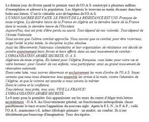  Un des premiers tracts 
de l'OAS
