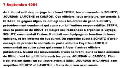  7 Septembre 1961
----
Colonel STERN
Commandant SCHUTZ
Commandant JOURDAN LAMOTTE
Commandant CAMPOS
