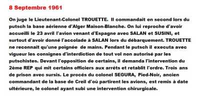  8 Septembre 1961
----
Lieutenant-Colonel TROUETTE
Colonel SEGURA
