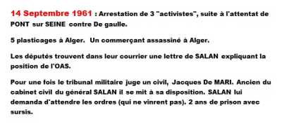 14 Septembre 1961
----
Jacques De MARI 
